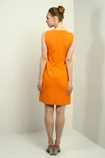 Kadın Kendinden Telalı Yan Düğmeli Kısa Elbise