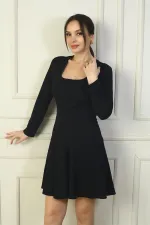 Women's U-Neck Short Crepe Dress