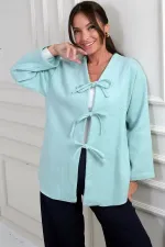 Gilet en cachemire 3 fils pour femme avec devant en dentelle