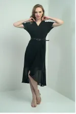 Robe portefeuille en mousseline doublée avec devant à volants