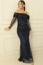 Boncuklu Straplez Astarlı Elbise