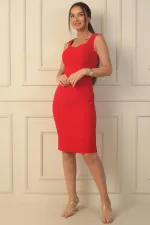 Kalın Askılı Astarlı Krep Kısa Elbise