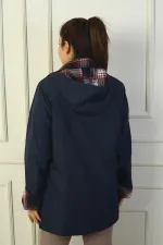 TRENCH-COAT DOUBLÉ À CAPUCHE AMOVIBLE GRANDE TAILLE AVEC BOUTONS-PRESSION MANTEAU BONDITE