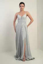 Strappy, Lined, Glittery Long Evening Dress