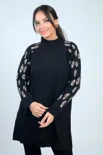 Women's Sleeve Patterned Turtleneck Tunic