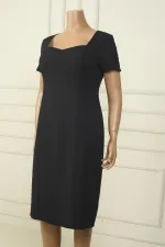 Robe en crêpe doublée à manches courtes pour femme, grande taille