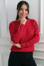 Chemisier en maille côtelée à boutons pour femme