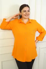 Chemise en viscose grande taille à manches repliées ornée de papillons pour femme