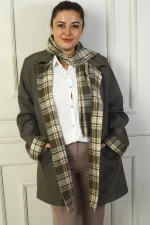 Women's Double-Breasted Trench Coat with Concealed Front Buttons and Pockets