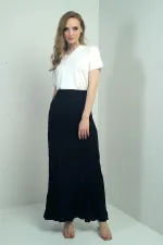 Jupe longue pour femme avec taille élastique et motif froissé