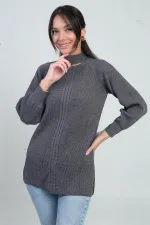 Pull tunique de sport à col bas et motif tricoté