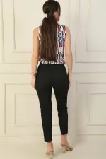 Yüksek Bel Sahte Yan Cepli Pantolon