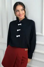 Kadın Fiyonk Detaylı Krep Şifon Gömlek