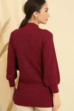 Low Neck Knitted Pattern Sports Tunic Sweater