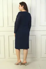 Women's Plus Size Crepe Dress with Lace Jacket Look and Lining