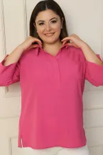 Polo Yaka Cepli Çeyrek Kol B.B. Bluz