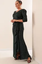 Robe grande taille à volants, doublée et pailletée