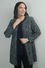 Leopard Print Plus Size Two-Piece Set with Collar Brooch