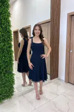 Women's Short Dress with Shoulder Straps and Lining