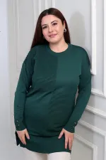 Blouse tunique grande taille pour femme avec détails de boutons sur les manches