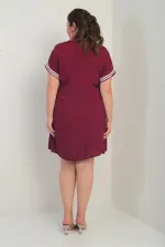 Kadın Yaka-Kol Zigzag Şerit Detaylı Büyük Beden Elbise