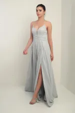 Strappy, Lined, Glittery Long Evening Dress
