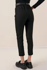 Beli Lastikli Kemerli Yün Efektli Pantolon