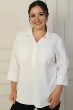 Polo Yaka Cepli Çeyrek Kol B.B. Bluz