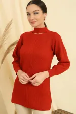 Pull tunique de sport à col bas et motif tricoté