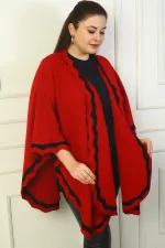 Poncho en acrylique grande taille à rayures découpées au laser pour femme