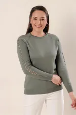 Kol Detaylı Büyük Beden Akrilik Kazak