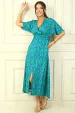 Patterned Double-Breasted Printed Viscose Dress