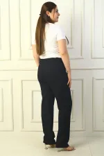 Yanları Lastikli İthal Krep Büyük Beden Pantolon
