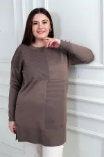 Blouse tunique grande taille pour femme avec détails de boutons sur les manches