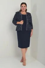 Robe sans manches pour femme, veste en tulle ornée de sequins et de perles, doublée, ensemble deux pièces grandes tailles