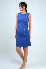 Kadın Kendinden Telalı Yan Düğmeli Kısa Elbise