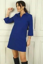 Robe courte à manches doubles et col polo pour femme