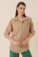 Single Pocket Oversized Seersucker Linen Shirt