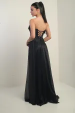 Robe longue en tulle pour femme avec col rembourré et doublure