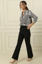 Yan Cepli Önü Pileli Palazzo Pantolon