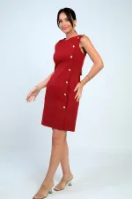 Kadın Kendinden Telalı Yan Düğmeli Kısa Elbise