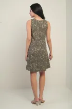 Women's Round Neck Corded Sleeveless Short Dress