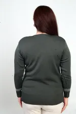 Chemisier grande taille à col en V pour femme, orné de paillettes