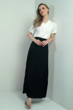 Jupe longue pour femme avec taille élastique et motif froissé