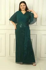 Women's Beaded and Sequined Chiffon Lined Long BB Dress