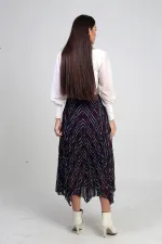 Jupe midi triangle en maille à carreaux doublée et taille élastique pour femme