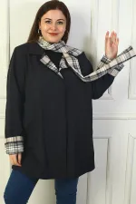 Women's Double-Breasted Trench Coat with Concealed Front Buttons and Pockets