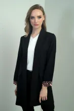 Women's Shawl Collar Leopard Printed Long Sleeve Lycra Jacket