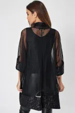 Sequin Detail Mesh Two-Piece Set