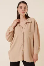 Polo Yaka Tek Cepli Oversize Ayrobin Gömlek